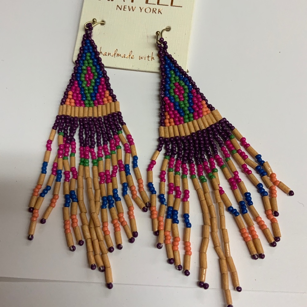 Seed bead earrings tribal fish hooks